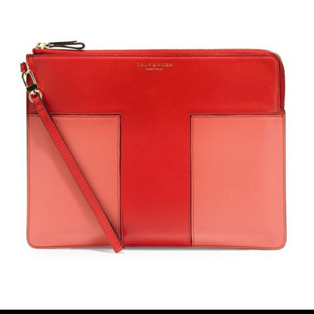 Tory Burch Red and Pink Clutch